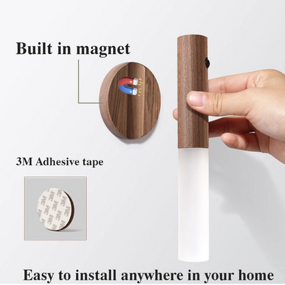 Motion Sensor Night Light — Solid Wood, Magnetic, Rechargeable