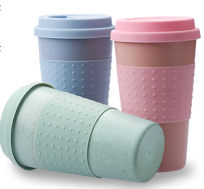 Wheat Straw Coffee Cup — Reusable Travel Cup with Silicone Lid