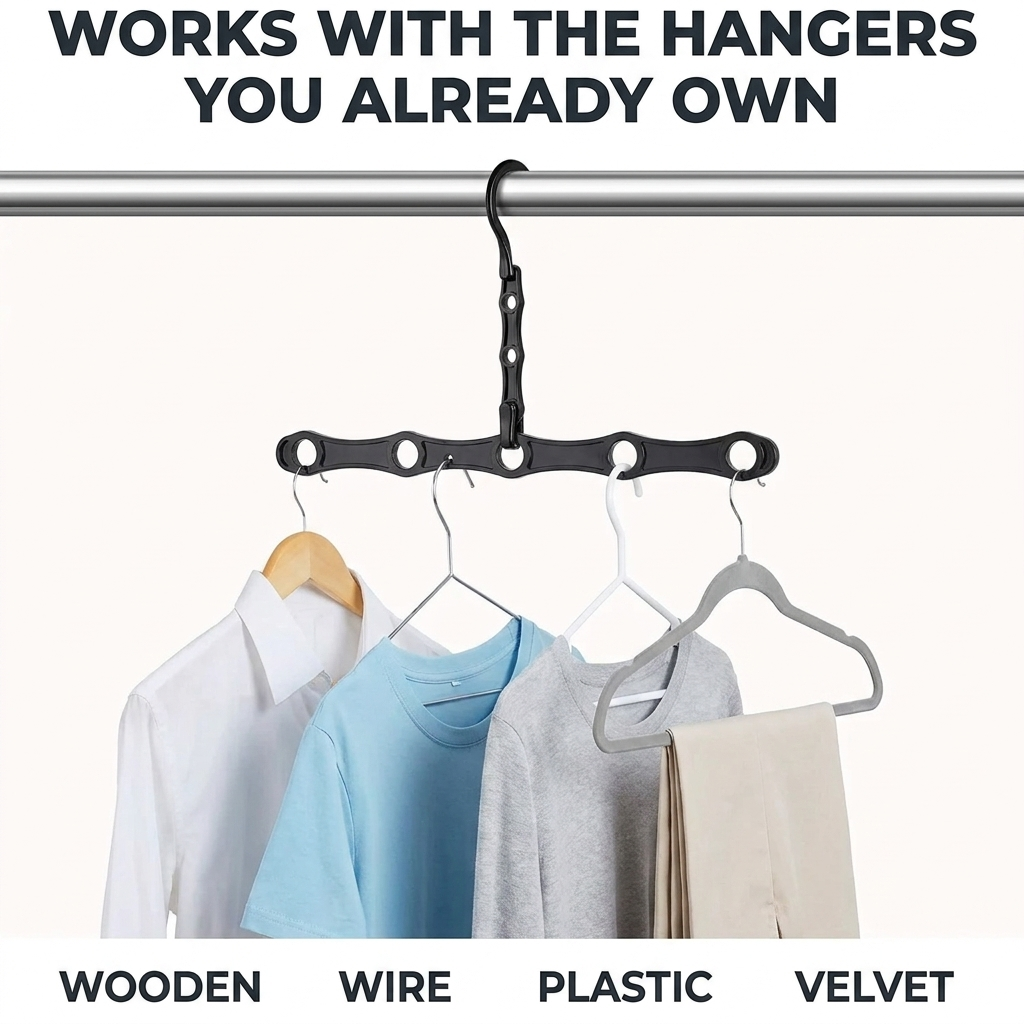 Space-Saving Hangers — Five Garments per Hook