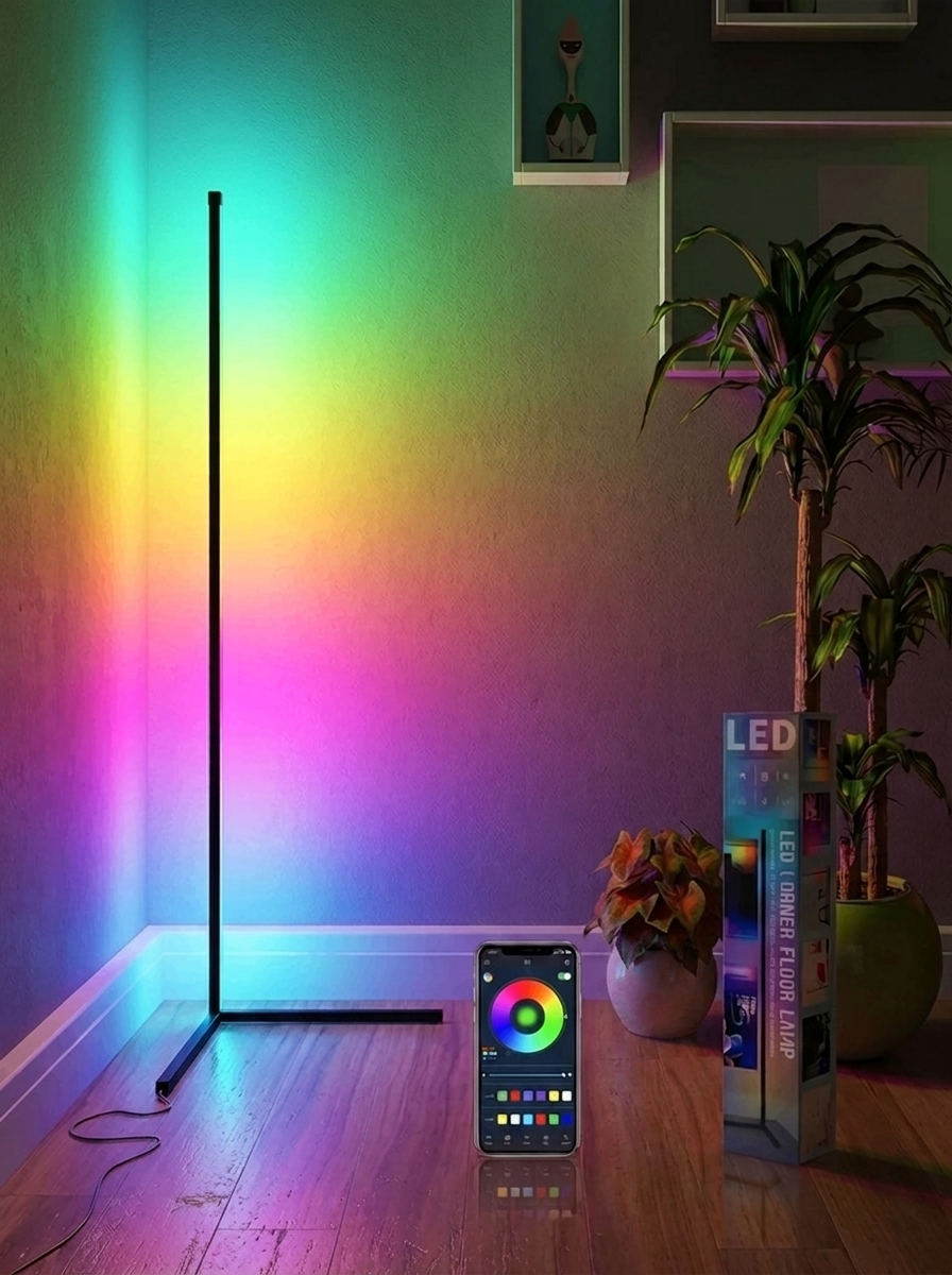 RGBIC Corner Floor Lamp – Smart LED Mood Light with App & Remote, Music Sync