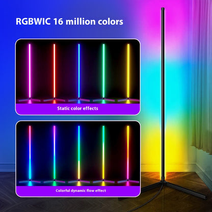 RGBIC Corner Floor Lamp – Smart LED Mood Light with App & Remote, Music Sync