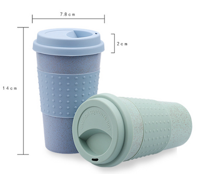 Wheat Straw Coffee Cup — Reusable Travel Cup with Silicone Lid