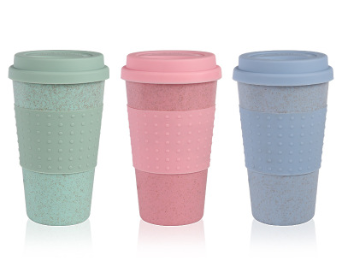 Wheat Straw Coffee Cup — Reusable Travel Cup with Silicone Lid