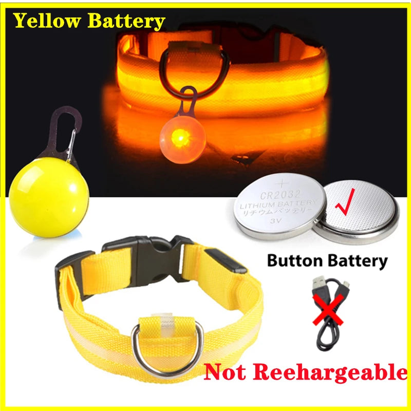 Illuminate Your Pet's Safety: USB Rechargeable Glowing Dog Collar with Detachable Pendant for Small Dogs and Cats