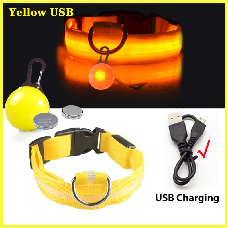 Illuminate Your Pet's Safety: USB Rechargeable Glowing Dog Collar with Detachable Pendant for Small Dogs and Cats