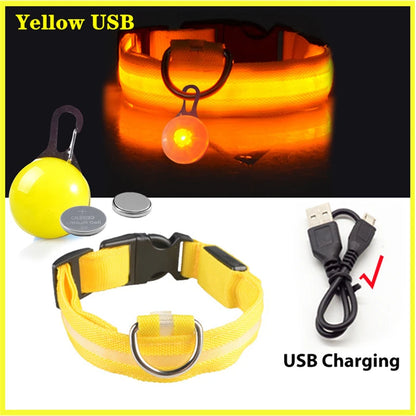 Illuminate Your Pet's Safety: USB Rechargeable Glowing Dog Collar with Detachable Pendant for Small Dogs and Cats
