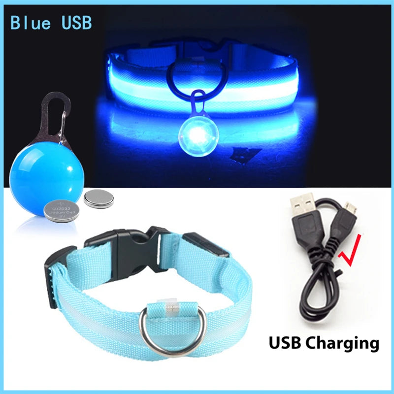 Illuminate Your Pet's Safety: USB Rechargeable Glowing Dog Collar with Detachable Pendant for Small Dogs and Cats