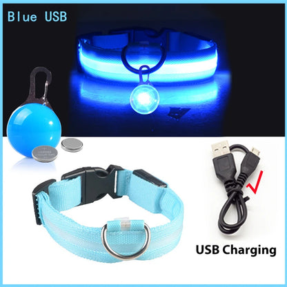Illuminate Your Pet's Safety: USB Rechargeable Glowing Dog Collar with Detachable Pendant for Small Dogs and Cats