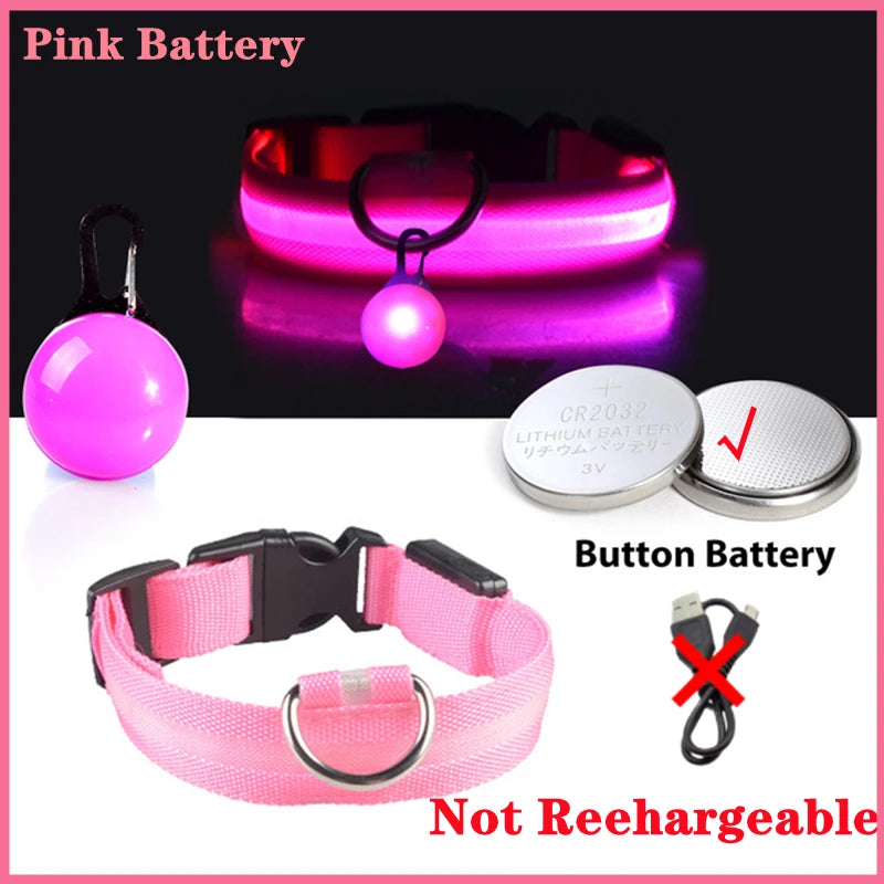 Illuminate Your Pet's Safety: USB Rechargeable Glowing Dog Collar with Detachable Pendant for Small Dogs and Cats