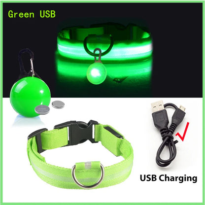 Illuminate Your Pet's Safety: USB Rechargeable Glowing Dog Collar with Detachable Pendant for Small Dogs and Cats