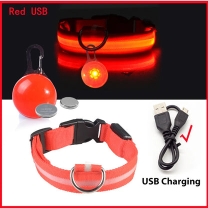 Illuminate Your Pet's Safety: USB Rechargeable Glowing Dog Collar with Detachable Pendant for Small Dogs and Cats